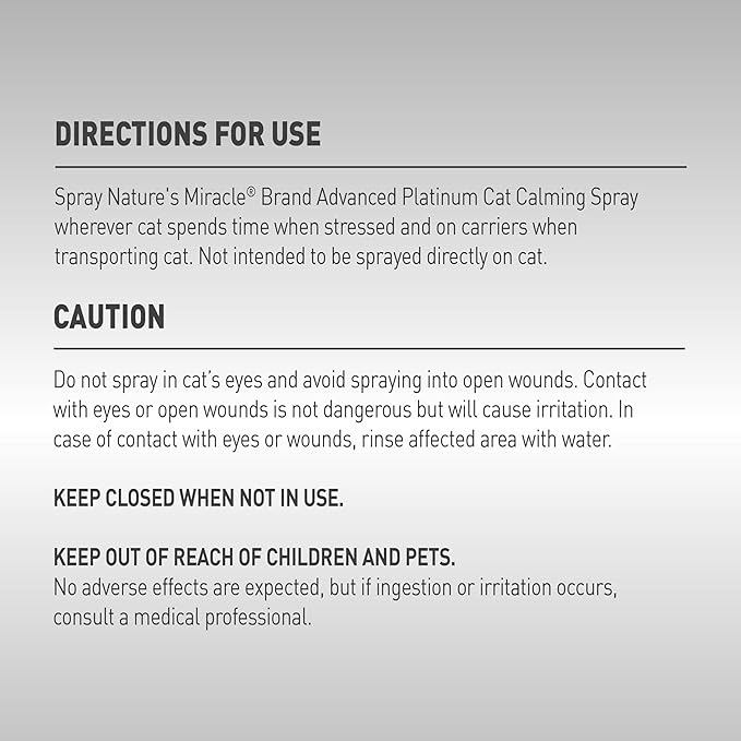 Nature’s Miracle Cat Calming Spray, 8 Ounces, Stress-Reducing Formula for Cats