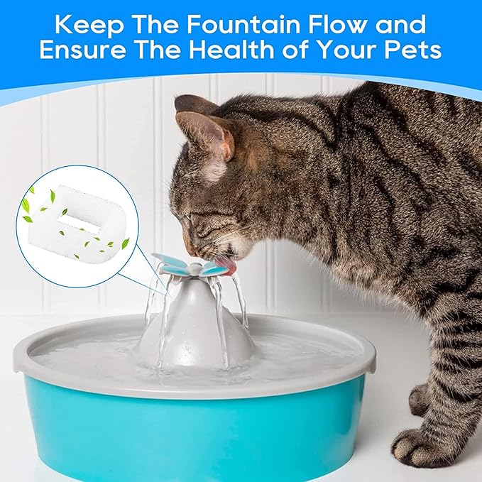 Cat Water Fountain Filter Replacement, Pet Fountain Replacement Foam Filters Compatible with Petsafe Drinkwell Pet Fountain Filters for Drinkwell Stainless Steel 360 Water Fountain 12PCS