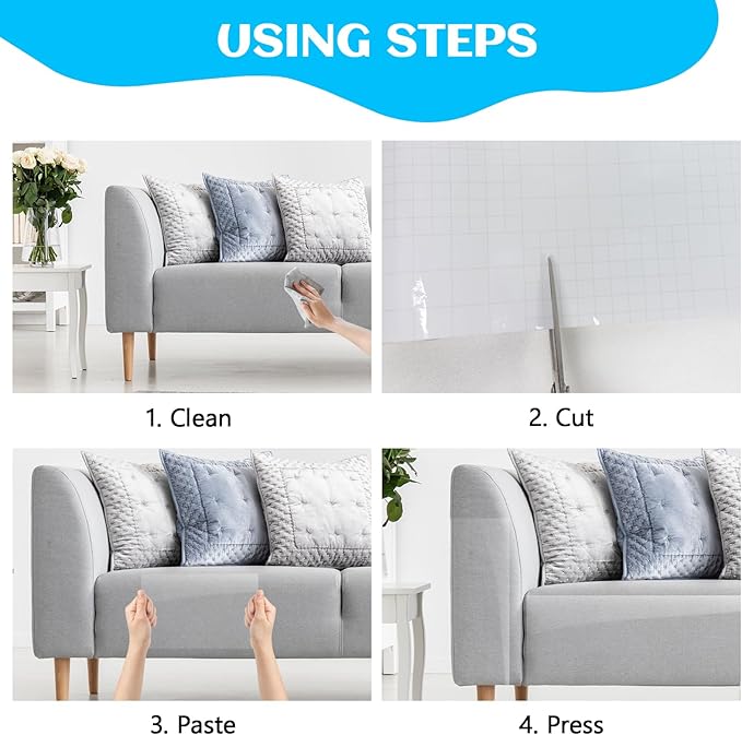 Anti Cat Scratch Furniture Protector, New Couch Protector from Cats Claws, Cat Protection for Furniture, Walls, Doors with Pocket Knife, Scraper, Tape(7.87" x 118")