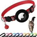 Airtag Cat Collar with Bell, Reflective Nylon Kitten Collar with Apple Air Tag Holder and Breakaway Safety Buckle for Puppy Girl Boy Cats, 3/8" in Width and Lightweight, Red