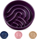 vancasso Slow Feeder Dog Bowl, 1.5 Cup Ceramic Slow Feeding Food Dish for Small and Medium Breed, Puzzle Dog Food Bowl for Fast Eater, Dark Purple