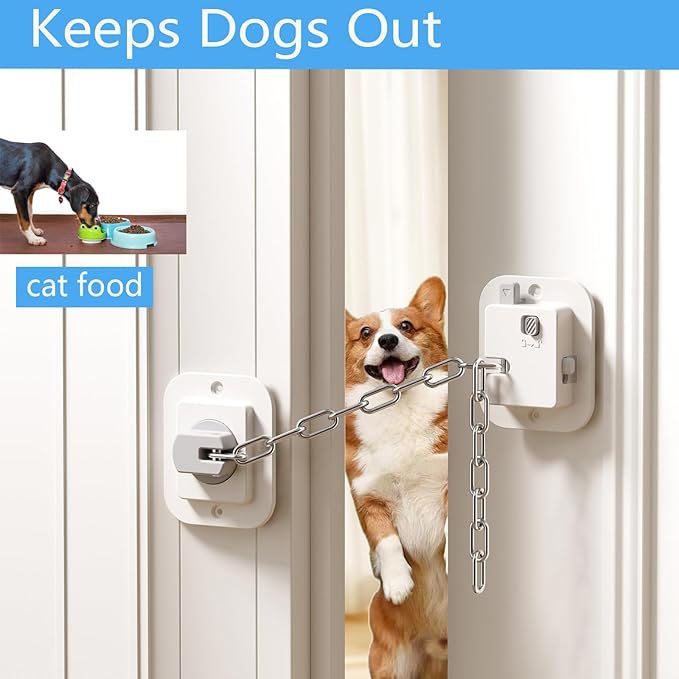 YEYA Cat Door Latch & Stopper-Adjustable Strap, 2-Pack Door Holder & Prop to Keep Door Open for Cats, No Tools Required