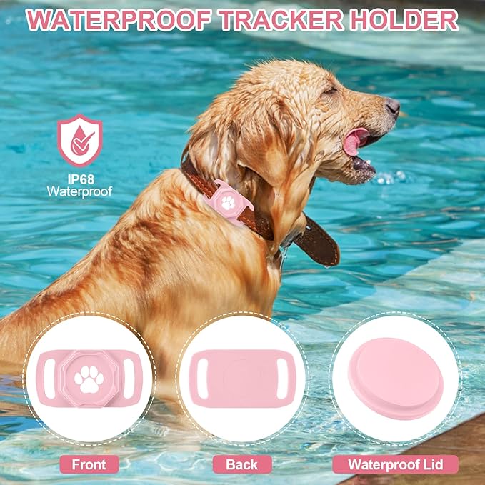 Smart Pet Tracker for Collar - Dog Trackers Pet Location Tracker with Holder, No Monthly Fee, Anti-Lost Tracking Device for Pets,Bag Straps, Compatible with Google Android Only(Not for iOS),Pink