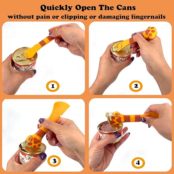 Joyinjojo 2 Pack Dog Cat Food Spoon, Cute Paw Silicone Pet Can Opener Spatula Scoop Mixing Spoons for Wet Canned Food
