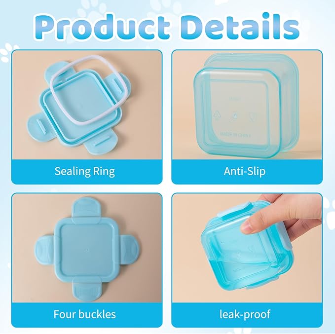 Canned Cat Food Storage Can Container for 3oz Cat Cans,4 Pack Airtight Pet Food Sealer with Snap-Lock Cover Lids and Stainless Steel Spoon for 2.56''/65mm Small Cans
