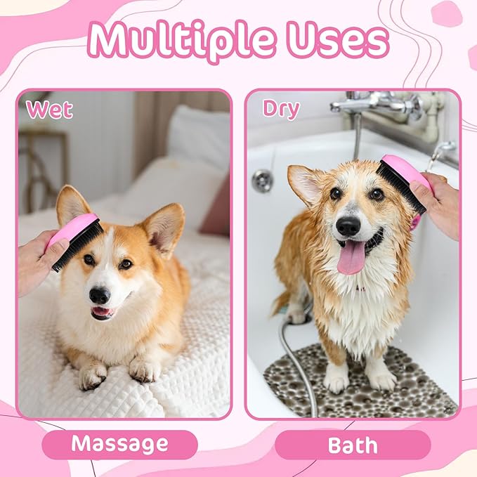 Small Dogs Brush Puppy Hair Brush Soft Pet Massaging Grooming Brushes Gentle Hair Remover for Teddy Yorkies Maltese Shih Tzu Chihuahua Maltipoos Small Breeds Cat Animals Wet or Dry Fur (pink)