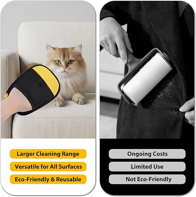 SAWMONG 2-Pack Pet Hair Removal Gloves, Fan-Shaped Reusable Dog & Cat Hair Remover for Clothes, Couch, Carpet & Car Seats