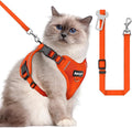 Cat Harness and Leash for Walking, 3 in 1 Adjustable Breathable Soft, Easy to Control Reflective Cat Harness Escape Proof, Cat Products, Orange, L