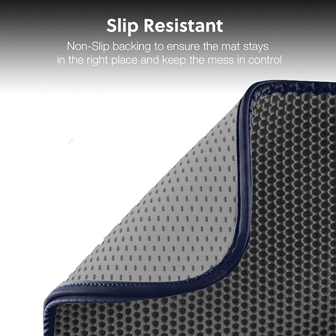 WePet Cat Litter Mat, Kitty Litter Trapping Mat - Medium Size, Honeycomb Double Layer Mats, No Phthalate, Urine Waterproof, Easy Clean, Scatter Control, Catcher Litter Box Rug Carpet 24x15 Inch Grey
