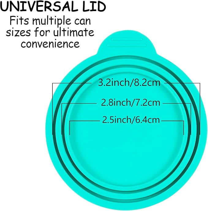 Silicone Pet Food Can Covers - Airtight Lids for Dog & Cat Wet Food Storage, Bone Appetit Food Savers for Freshness (Aqua Saltwater 2 Pack)