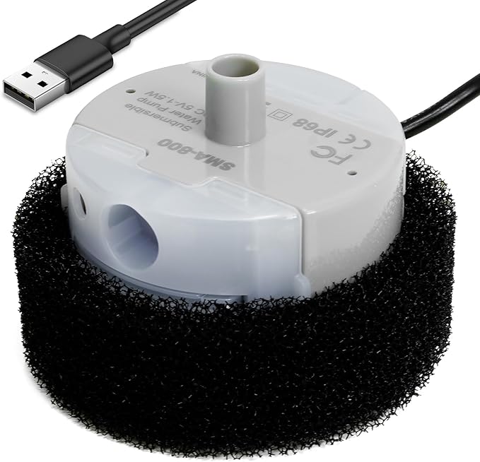 Ultra-Quiet Replacement Pump for Stainless Steel Cat Water Fountains - SMA-800 Motor - Safe and Easy to Clean with Low Voltage DC 5V and USB Cable (Pump) (Side Pump+Sponge)