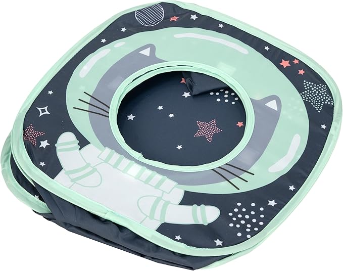 Kitty City Galactic-Themed Pop-Up Cat Play Cube, Collapsible Indoor Cat Hideout with Peekaboo Openings, Lightweight Foldable Cat Cube for Play & Lounging