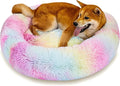 Calming Dog Bed for Medium Dogs Cats, Puppy 31'' Round Anti-Anxiety Warm Fluffy Plush Faux Fur Bed, Soft Anti-Slip Donut Washable, Cozy Medium Puppy Bed, Fits up to 50 lbs Pets