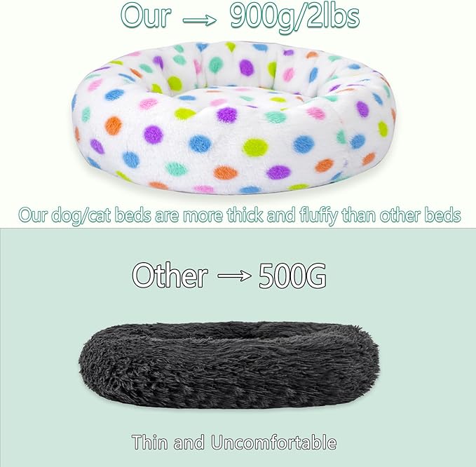 23 Inch Calming Dog Bed for Small Dogs Cats, Kitty Puppy Round Anti-Anxiety Warm Bed, Soft Cozy Anti-Slip Donut Washable Pet Bed, Fits up to 30 lbs Pets