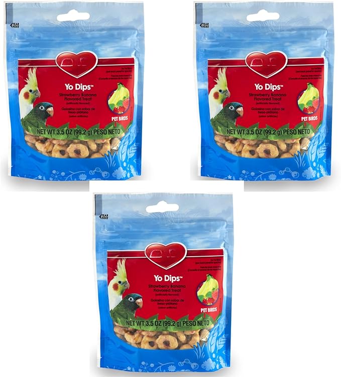 KayteeYo Dips Treat for All Pet Birds Strawberry Banana Size 3.5 oz (Pack of 3)
