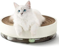 Cardboard Cat Scratcher Bed Mat for Kitty Curls Morden Cat Scratch Pad with Ball Toy Ringing Bell for Multi-Cat Households Horizontal Round Nail File Cat Scratcher Sleep Fun All-in-One