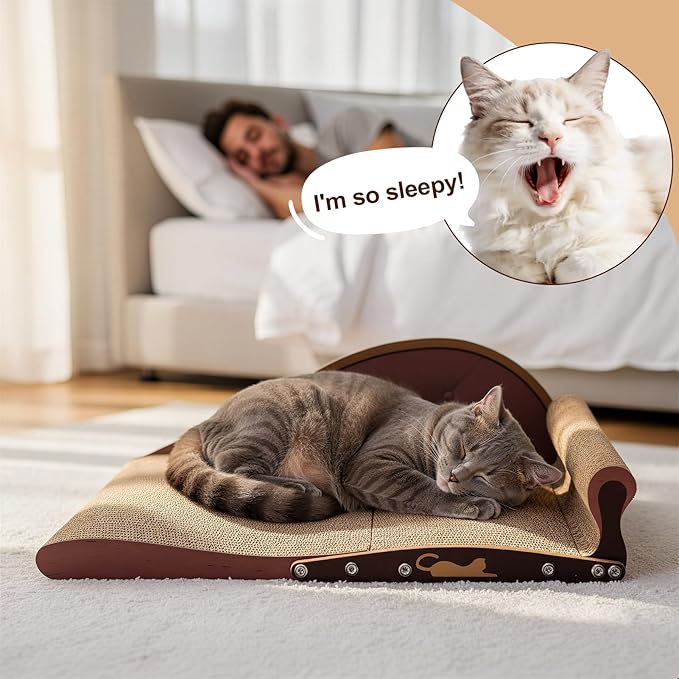 Extra Large Cat Couch Scratcher, 26" Cat Sofa Lounge Bed, Durable Cardboard Scratching Board for Indoor Cats, XL Lounger and Scratch Bed Furniture Protector