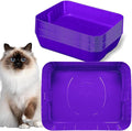 Bokon 25 Pcs Disposable Litter Boxes for Cats Plastic Cat Litter Tray Large Kitten Pan for Kitty Rabbit Guinea Pig Hamster Pets Supplies Travel Home Toilet, 15.7 x 11.8 x 3 Inches (Purple)
