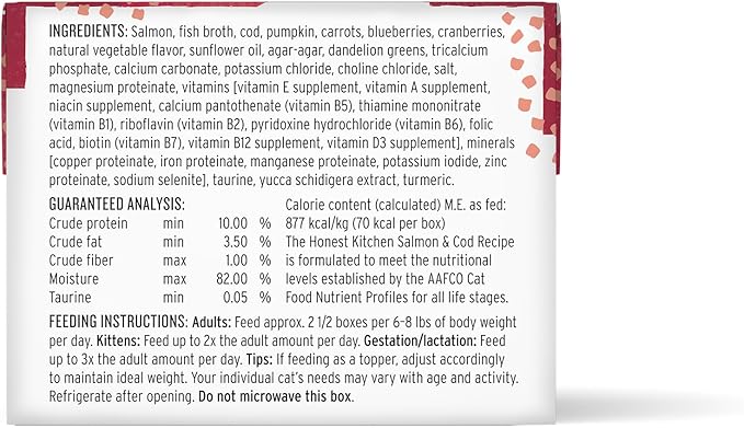 The Honest Kitchen Human Grade Grain Free Minced Salmon & Cod in Fish Broth Gravy Wet Cat Food, 2.8 oz x12