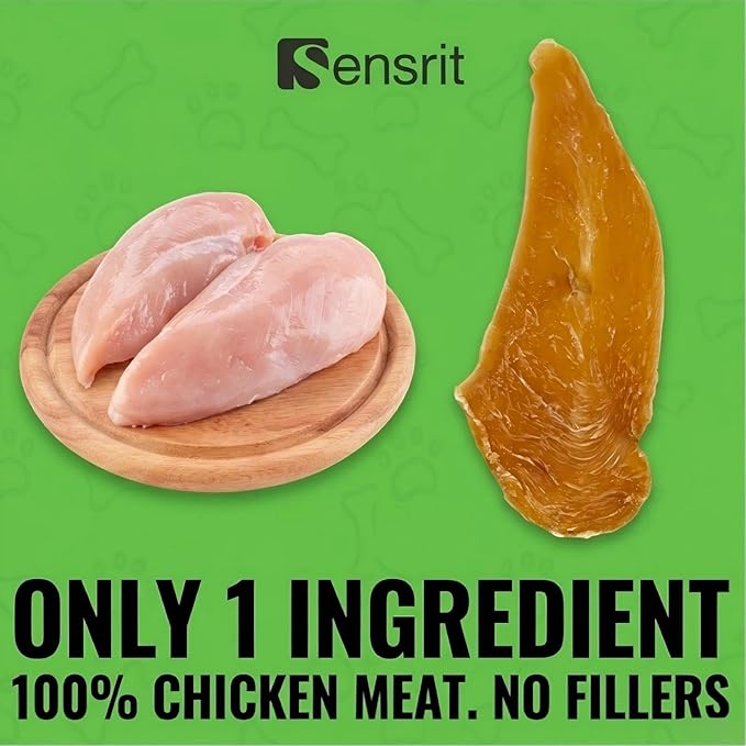 100% Dried Chicken Slices Dog Treats - 120g Single Ingredient Jerky, High Protein (68%) Real Chicken Breast Snacks, Natural Training Rewards for All Dogs, Grain-Free & Low Fat
