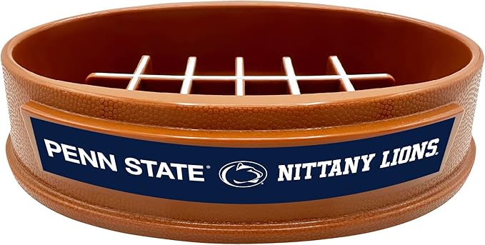 NCAA Super-Bowl - Penn State Nittany Lions Slow Feeder Dog Bowl. Football Design Slow Feeding Cat Bowl for Healthy Digestion. Non-Slip Pet Bowl for Large & Small Dogs & Cats