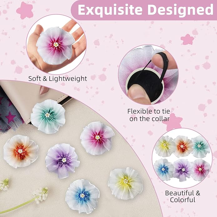 6Pcs Dog Collar Accessories, Floral Charms Decorations for Dogs and Cats