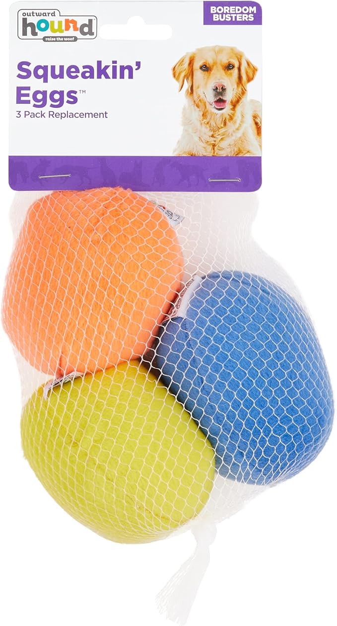 Outward Hound Squeakin' Eggs Plush Replacement Dog Toys - 3 Pack