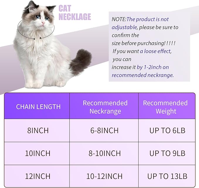 Hillban Cat Collar Diamond Chain Glitter Collar Walking Metal with Secure Buckle Cat Pet Necklace with Paw Charm and ID Tag Bell Link Cuban Jewelry Accessories Gift(8 Inch,Steel Black, Purple)