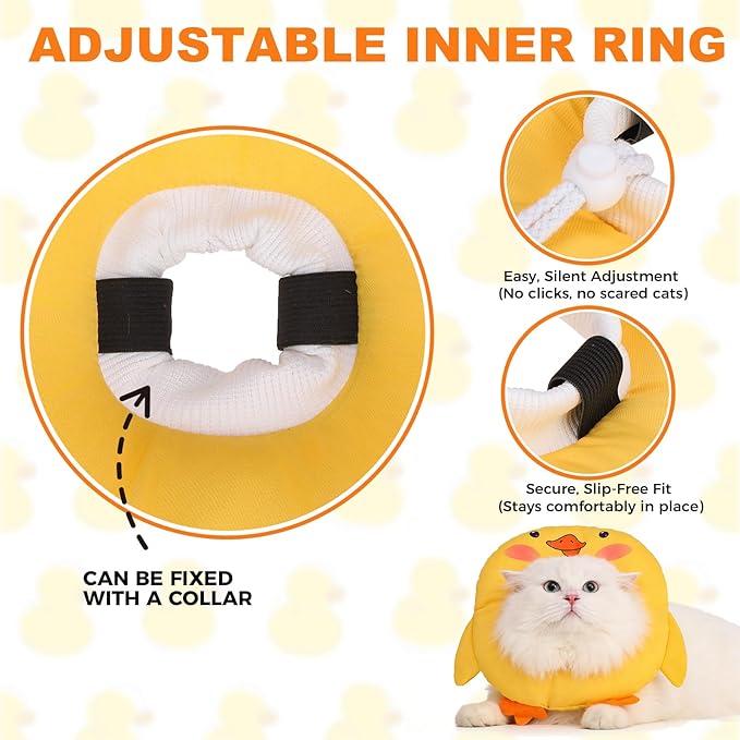BINGPET Cat Cone Collars Soft,Cat Recovery E Collars After Surgery to Stop Licking,Waterproof Adjustable Elizabeth Neck Cones Cute Pet Donut Pillow for Cats Kitten Puppy Wound Healing After Surgery,S