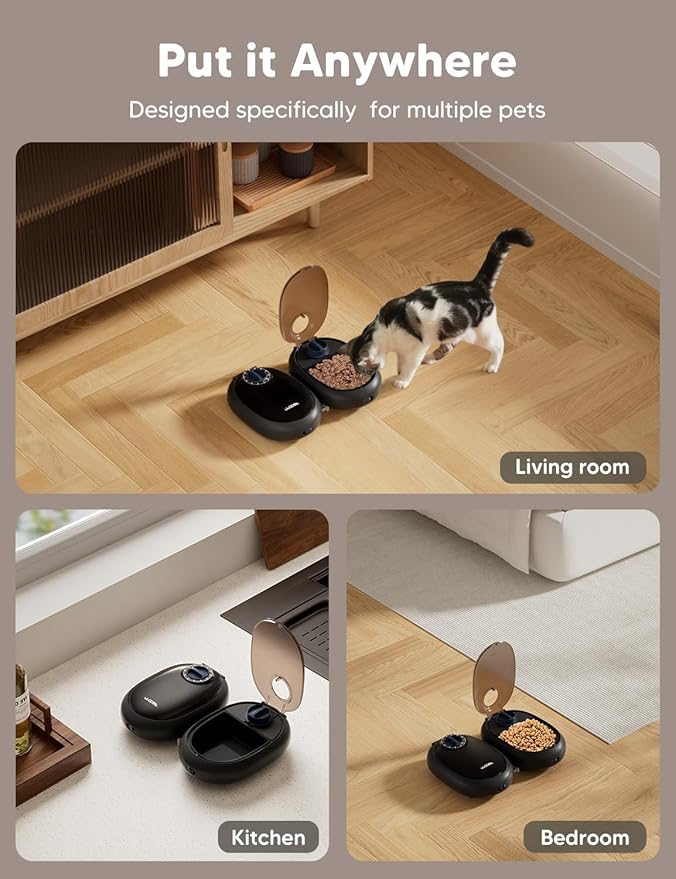 WOPET Automatic Cat Feeder, 48-Hour Timed Pet Food Dispenser with Ice Pack for Freshness, Yogurt & Canned Meals – Perfect for Cats, Kittens & Small Dogs