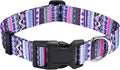 Dog Collar with Bohemia Floral Tribal Geometric Patterns - Soft Ethnic Style Collar Adjustable for Small Medium Large Dogs(Purple Bohemia,S)