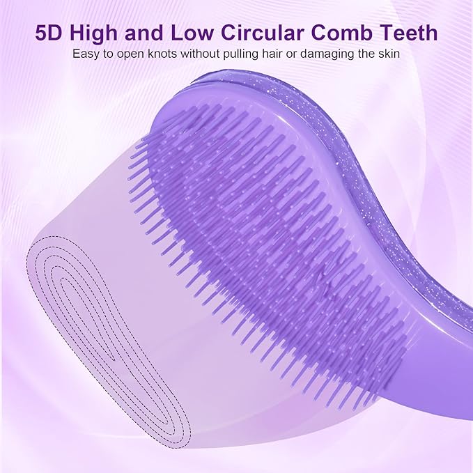 Small Dog Brush- Grooming Tool for Teddy, Yorkies, Maltese, Shih Tzu, Chihuahua - Puppy Hair Brush (Glitter Purple)
