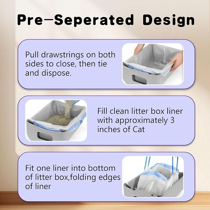 40-Pack Heavy Duty Cat Litter Box Liners for Fumoi & Paruuntys Self-Cleaning Litter Boxes, Leak-Proof Litter Bags with Drawstrings, Extra-Thick Automatic Litter Box Bags