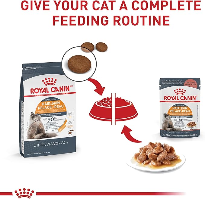 Royal Canin Feline Care Nutrition Hair & Skin Care Adult Chunks in Gravy Cat Food, 3 oz (Pack of 12)