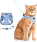 Rttochfy Cat Harness and Leash Set, Escape Proof Kitten Harness, Soft and Breathable Vest with Reflective Strip, Easy to Wear for Cats Walking and Traveling (Blue, XS)