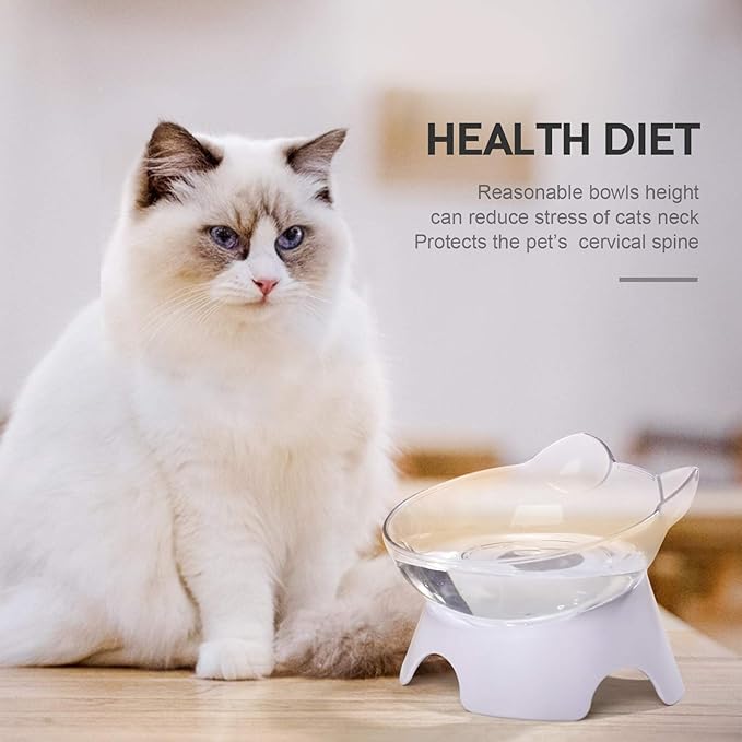MILIFUN Anti Spill Tilted Cat Food Bowls, Whisker Fatigue Elevated Bowls Set for Cat and Puppy, Pet Bowl Holds About 1 Cup of Pet Food