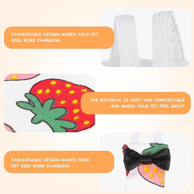 Cabilock Parrot Diaper and Flight Suit Washable Fabric Bird Clothes XL Creative Strawberry Pattern Pet Bird Diaper for Outdoor Flying and Training Random Color