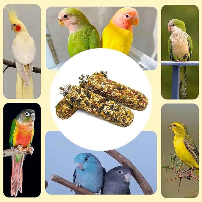 3PCS Parakeet Treat,Natural Parrots Treat Sticks,Vegetable & Grain Flavor Crunch Sticks,Bird Treats for Cockatiel Budgies Lovebirds Conure Canary Finches