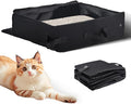 Portable Travel Litter Box for Cats, Foldable Cat Litter Box with Zipped Lid - Waterproof & Leak-Proof Collapsible Tray for Car, Hotel, Camping