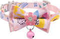 Cat Collar Breakaway, HYQHYX Floral Kitten Collar with Bell, Cute Cat Collar with Bow for Girl Boy Removable Bowtie