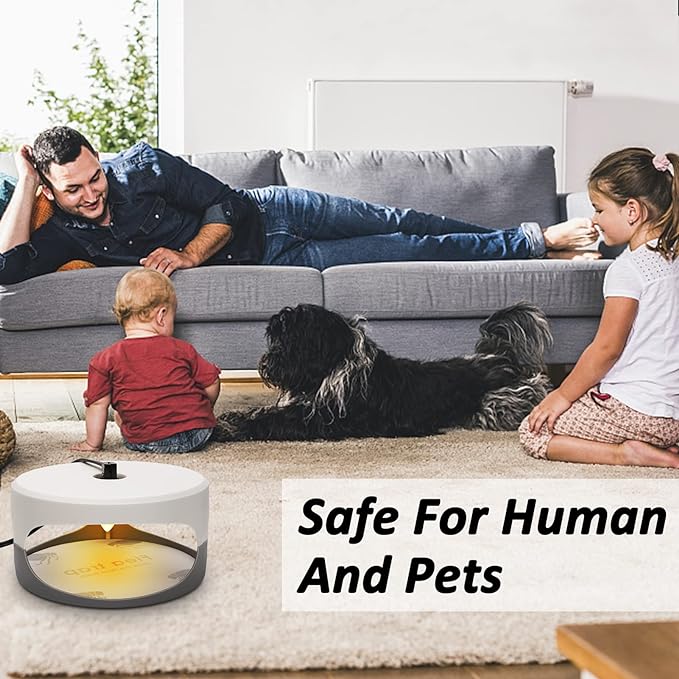 Flea Traps for Inside Your Home, 2 Pack Flea Trap with Sticky Pads Refills & Light Bulb Replacement, Odorless Natural Indoor Bed Bug Light Killer Insect Infestation Treatment Trap for Kids Pet