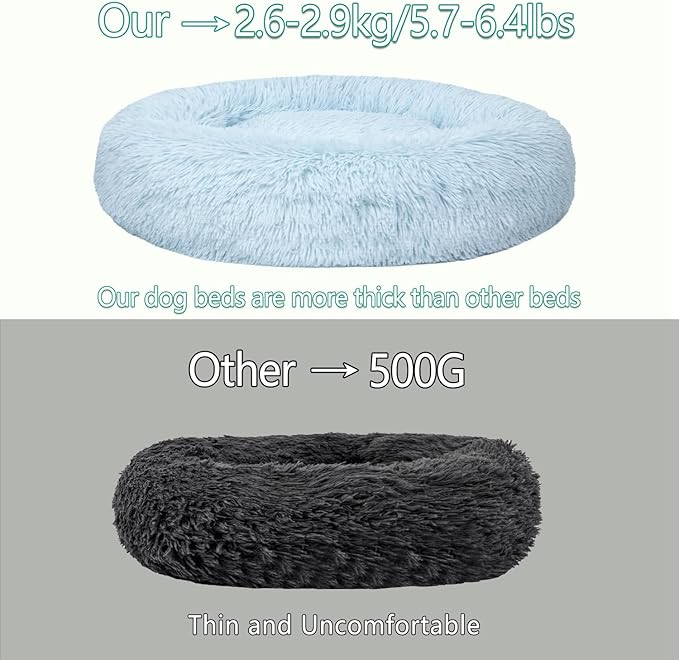 Calming Dog Bed for Big Dogs, 39'' Round Anti-Anxiety Warm Fluffy Plush Faux Fur Bed, Soft Anti-Slip Donut Washable Big Pet Bed, Cozy Big Dogs Bed, Fits up to 100 lbs Pets