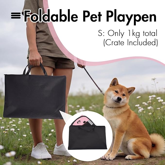 Dog Cat Playpen, Portable Foldable Dog Playpen Outdoor/Indoor Tent Crate Cage with Zipper Top Cover Door for Small Pet, Enclosed Dog Kennel for Kitten/Rabbit/Puppy