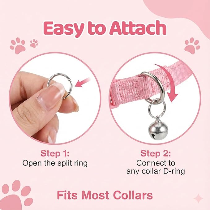8 Pack Pet Bells for Dog Cat Bells Collar Charm for Puppy Pet Pendant Accessories Anti-Lost Training Bell for Collars Dogs Training Bell Collar for Dogs and Cats DIY Crafts Decorations Silver