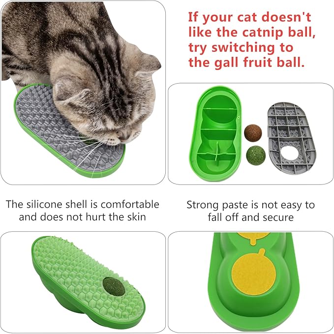 miwoowim 2 Pcs Catnip Toys Balls that Stick on Wall,Cat Toy Ball, Catnip Ball for Cats Lick,Cat Face Scratchers Brush Rubbing Post, (Yellow)