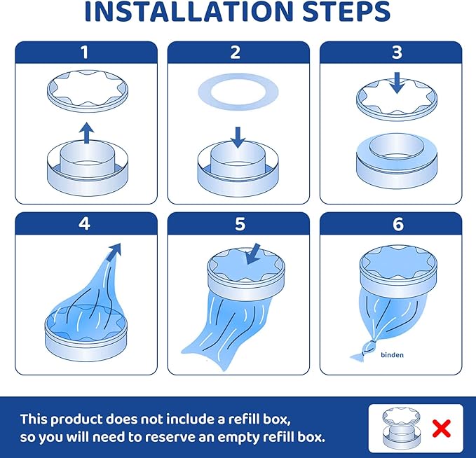 Refill Bags, Cat Litter Refill Bags, Diaper Refills,With Excellent Sealing and Toughness, The Refill Bag is Compatible With all Diaper Pails and Cat Litter Disposal Pails(1er-Pack)