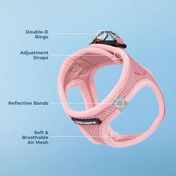 Best Pet Supplies Voyager Step-in Air Harness - All Weather Mesh, Reflective, No Pull Harness for Dogs, Cats - Secure with Hook & Loop Fastener, Buckle, Double D-Rings - Pink, S