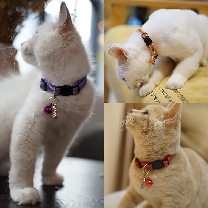 14 Pack Set Kitten Collars Breakaway with Bells,Reflective Safety Cat Collar,Ideal for Puppy, Girl Boy Cats,with Name Tag,Adjustable for Small Animal,Pet Supplies(12 Colors & 2 ID Tags)