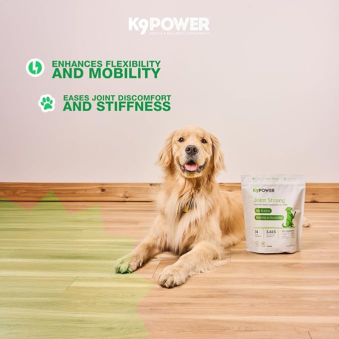 K9Power Joint Strong – Dog Joint Supplement for Mobility, Pain & Inflammation Relief – Glucosamine, Chondroitin, Collagen, Curcumin, Omega 3s, CMO, Green Tea – Ideal for Arthritis & Joint Protection