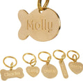 Solid Brass Personalized Dog Tags, Deep Engraved Pet ID Tag for Dogs and Cats, Heavy Duty Extra Thick Custom Name & Phone Number, Never Wear Off, Gift for Pets, 2 Polishing Pads Included (Fish)